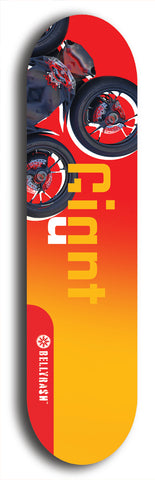 Skateboard deck: Limited edition, North American maple skateboard deck designed by underground artist BellyRash - available widths 7.5 to 8.5 inches in both mellow concave and steep concave shapes. Artwork: GIANT logo brand popsicle-shaped deck