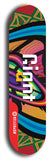 Skateboard deck: Limited edition, North American maple skateboard deck designed by underground artist BellyRash - available widths 7.5 to 8.5 inches in both mellow concave and steep concave shapes. Artwork: GIANT logo brand popsicle-shaped deck