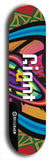 Skateboard deck: Limited edition, North American maple skateboard deck designed by underground artist BellyRash - available widths 7.5 to 8.5 inches in both mellow concave and steep concave shapes. Artwork: GIANT logo brand popsicle-shaped deck