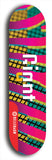 Skateboard deck: Limited edition, North American maple skateboard deck designed by underground artist BellyRash - available widths 7.5 to 8.5 inches in both mellow concave and steep concave shapes. Artwork: GIANT logo brand popsicle-shaped deck