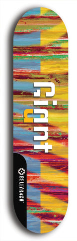 Skateboard deck: Limited edition, North American maple skateboard deck designed by underground artist BellyRash - available widths 7.5 to 8.5 inches in both mellow concave and steep concave shapes. Artwork: GIANT logo brand popsicle-shaped deck