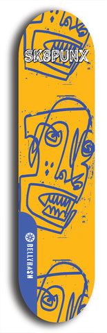 Skateboard deck: Limited edition, North American maple skateboard deck designed by underground artist BellyRash - available widths 7.5 to 8.5 inches in both mellow concave and steep concave shapes. Artwork: SK8PUNX logo brand popsicle-shaped deck