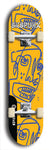 Skateboard deck: Limited edition, North American maple skateboard deck designed by underground artist BellyRash - available widths 7.5 to 8.5 inches in both mellow concave and steep concave shapes. Artwork: SK8PUNX logo brand popsicle-shaped deck