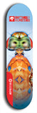 Skateboard deck: Limited edition, North American maple skateboard deck designed by underground artist BellyRash -- available in widths 7.5 to 8.5 inches in both mellow concave and steep concave shapes. Artwork: BUTTUGLY MONSTERS brand popsicle-shaped skateboard deck with monster in background.