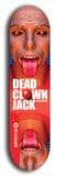 Skateboard deck: Limited edition, North American maple skateboard deck designed by underground artist BellyRash - available widths 7.5 to 8.5 inches in both mellow concave and steep concave shapes. Artwork: DEAD CLOWN JACK logo brand popsicle-shaped deck