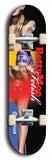 Skateboard deck: Limited edition, North American maple skateboard deck designed by underground artist BellyRash - available widths 7.5 to 8.5 inches in both mellow concave and steep concave shapes. Artwork: BETTYMOE FETISH logo brand popsicle-shaped deck with shiny erotic red female body with giant eyeball in background