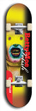 Skateboard deck: Limited edition, North American maple skateboard deck designed by underground artist BellyRash - available widths 7.5 to 8.5 inches in both mellow concave and steep concave shapes. Artwork: BETTYMOE FETISH logo brand popsicle-shaped deck with shiny erotic red female body with giant eyeball in background