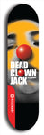 Skateboard deck: Limited edition, North American maple skateboard deck designed by underground artist BellyRash - available widths 7.5 to 8.5 inches in both mellow concave and steep concave shapes. Artwork: DEAD CLOWN JACK logo brand popsicle-shaped deck