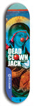 Skateboard deck: Limited edition, North American maple skateboard deck designed by underground artist BellyRash - available widths 7.5 to 8.5 inches in both mellow concave and steep concave shapes. Artwork: DEAD CLOWN JACK logo brand popsicle-shaped deck