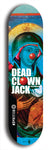 Skateboard deck: Limited edition, North American maple skateboard deck designed by underground artist BellyRash - available widths 7.5 to 8.5 inches in both mellow concave and steep concave shapes. Artwork: DEAD CLOWN JACK logo brand popsicle-shaped deck