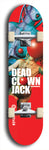 Skateboard deck: Limited edition, North American maple skateboard deck designed by underground artist BellyRash - available widths 7.5 to 8.5 inches in both mellow concave and steep concave shapes. Artwork: DEAD CLOWN JACK logo brand popsicle-shaped deck