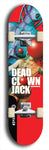 Skateboard deck: Limited edition, North American maple skateboard deck designed by underground artist BellyRash - available widths 7.5 to 8.5 inches in both mellow concave and steep concave shapes. Artwork: DEAD CLOWN JACK logo brand popsicle-shaped deck