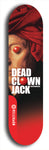 Skateboard deck: Limited edition, North American maple skateboard deck designed by underground artist BellyRash - available widths 7.5 to 8.5 inches in both mellow concave and steep concave shapes. Artwork: DEAD CLOWN JACK logo brand popsicle-shaped deck