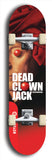 Skateboard deck: Limited edition, North American maple skateboard deck designed by underground artist BellyRash - available widths 7.5 to 8.5 inches in both mellow concave and steep concave shapes. Artwork: DEAD CLOWN JACK logo brand popsicle-shaped deck