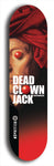 Skateboard deck: Limited edition, North American maple skateboard deck designed by underground artist BellyRash - available widths 7.5 to 8.5 inches in both mellow concave and steep concave shapes. Artwork: DEAD CLOWN JACK logo brand popsicle-shaped deck