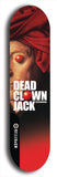 Skateboard deck: Limited edition, North American maple skateboard deck designed by underground artist BellyRash - available widths 7.5 to 8.5 inches in both mellow concave and steep concave shapes. Artwork: DEAD CLOWN JACK logo brand popsicle-shaped deck