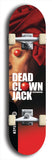 Skateboard deck: Limited edition, North American maple skateboard deck designed by underground artist BellyRash - available widths 7.5 to 8.5 inches in both mellow concave and steep concave shapes. Artwork: DEAD CLOWN JACK logo brand popsicle-shaped deck