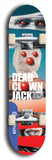 Skateboard deck: Limited edition, North American maple skateboard deck designed by underground artist BellyRash - available widths 7.5 to 8.5 inches in both mellow concave and steep concave shapes. Artwork: DEAD CLOWN JACK logo brand popsicle-shaped deck