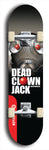 Skateboard deck: Limited edition, North American maple skateboard deck designed by underground artist BellyRash - available widths 7.5 to 8.5 inches in both mellow concave and steep concave shapes. Artwork: DEAD CLOWN JACK logo brand popsicle-shaped deck