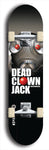 Skateboard deck: Limited edition, North American maple skateboard deck designed by underground artist BellyRash - available widths 7.5 to 8.5 inches in both mellow concave and steep concave shapes. Artwork: DEAD CLOWN JACK logo brand popsicle-shaped deck