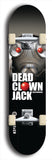 Skateboard deck: Limited edition, North American maple skateboard deck designed by underground artist BellyRash - available widths 7.5 to 8.5 inches in both mellow concave and steep concave shapes. Artwork: DEAD CLOWN JACK logo brand popsicle-shaped deck