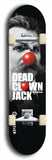 Skateboard deck: Limited edition, North American maple skateboard deck designed by underground artist BellyRash - available widths 7.5 to 8.5 inches in both mellow concave and steep concave shapes. Artwork: DEAD CLOWN JACK logo brand popsicle-shaped deck