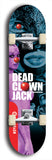 Skateboard deck: Limited edition, North American maple skateboard deck designed by underground artist BellyRash - available widths 7.5 to 8.5 inches in both mellow concave and steep concave shapes. Artwork: DEAD CLOWN JACK logo brand popsicle-shaped deck