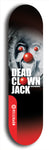 Skateboard deck: Limited edition, North American maple skateboard deck designed by underground artist BellyRash - available widths 7.5 to 8.5 inches in both mellow concave and steep concave shapes. Artwork: DEAD CLOWN JACK logo brand popsicle-shaped deck