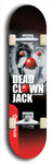 Skateboard deck: Limited edition, North American maple skateboard deck designed by underground artist BellyRash - available widths 7.5 to 8.5 inches in both mellow concave and steep concave shapes. Artwork: DEAD CLOWN JACK logo brand popsicle-shaped deck