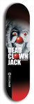 Skateboard deck: Limited edition, North American maple skateboard deck designed by underground artist BellyRash - available widths 7.5 to 8.5 inches in both mellow concave and steep concave shapes. Artwork: DEAD CLOWN JACK logo brand popsicle-shaped deck