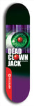 Skateboard deck: Limited edition, North American maple skateboard deck designed by underground artist BellyRash - available widths 7.5 to 8.5 inches in both mellow concave and steep concave shapes. Artwork: DEAD CLOWN JACK logo brand popsicle-shaped deck
