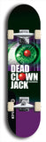 Skateboard deck: Limited edition, North American maple skateboard deck designed by underground artist BellyRash - available widths 7.5 to 8.5 inches in both mellow concave and steep concave shapes. Artwork: DEAD CLOWN JACK logo brand popsicle-shaped deck