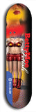 Skateboard deck: Limited edition, North American maple skateboard deck designed by underground artist BellyRash - available widths 7.5 to 8.5 inches in both mellow concave and steep concave shapes. Artwork: BETTYMOE FETISH logo brand popsicle-shaped deck with shiny erotic red female body with giant eyeball in background