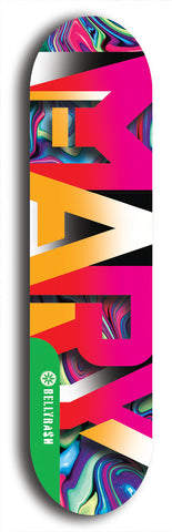 North American maple skateboard deck designed by underground artist BellyRash -- available in widths between 7.5 to 8.5 inches in both mellow concave and steep concave shapes from the BellyRash Limited Edition Blitz Deck series: Mary