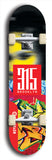 North American maple skateboard deck designed by underground artist BellyRash -- available in widths between 7.5 to 8.5 inches in both mellow concave and steep concave shapes. Artwork: street art and street artist and red 315 Brooklyn logo