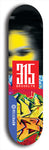 North American maple skateboard deck designed by underground artist BellyRash -- available in widths between 7.5 to 8.5 inches in both mellow concave and steep concave shapes. Artwork: street art and street artist and red 315 Brooklyn logo