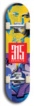 North American maple skateboard deck designed by underground artist BellyRash -- available in widths between 7.5 to 8.5 inches in both mellow concave and steep concave shapes. Artwork: street art and street artist and red 315 Brooklyn logo