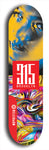 North American maple skateboard deck designed by underground artist BellyRash -- available in widths between 7.5 to 8.5 inches in both mellow concave and steep concave shapes. Artwork: street art and street artist and red 315 Brooklyn logo