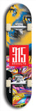 North American maple skateboard deck designed by underground artist BellyRash -- available in widths between 7.5 to 8.5 inches in both mellow concave and steep concave shapes. Artwork: street art and street artist and red 315 Brooklyn logo