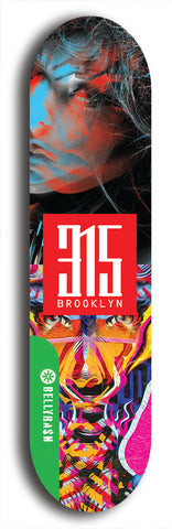 North American maple skateboard deck designed by underground artist BellyRash -- available in widths between 7.5 to 8.5 inches in both mellow concave and steep concave shapes from the BellyRash Limited Edition Blitz Deck series: 315 Brooklyn