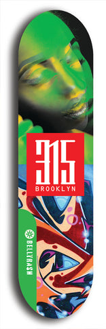 North American maple skateboard deck designed by underground artist BellyRash -- available in widths between 7.5 to 8.5 inches in both mellow concave and steep concave shapes from the BellyRash Limited Edition Blitz Deck series: 315 Brooklyn