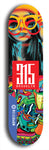 North American maple skateboard deck designed by underground artist BellyRash -- available in widths between 7.5 to 8.5 inches in both mellow concave and steep concave shapes. Artwork: street art and street artist and red 315 Brooklyn logo