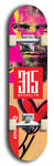 North American maple skateboard deck designed by underground artist BellyRash -- available in widths between 7.5 to 8.5 inches in both mellow concave and steep concave shapes. Artwork: street art and street artist and red 315 Brooklyn logo