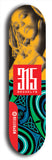 North American maple skateboard deck designed by underground artist BellyRash -- available in widths between 7.5 to 8.5 inches in both mellow concave and steep concave shapes. Artwork: street art and street artist and red 315 Brooklyn logo