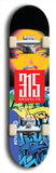 North American maple skateboard deck designed by underground artist BellyRash -- available in widths between 7.5 to 8.5 inches in both mellow concave and steep concave shapes. Artwork: street art and street artist and red 315 Brooklyn logo