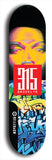 North American maple skateboard deck designed by underground artist BellyRash -- available in widths between 7.5 to 8.5 inches in both mellow concave and steep concave shapes. Artwork: street art and street artist and red 315 Brooklyn logo