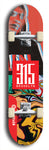 North American maple skateboard deck designed by underground artist BellyRash -- available in widths between 7.5 to 8.5 inches in both mellow concave and steep concave shapes. Artwork: street art and street artist and red 315 Brooklyn logo