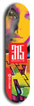 North American maple skateboard deck designed by underground artist BellyRash -- available in widths between 7.5 to 8.5 inches in both mellow concave and steep concave shapes. Artwork: street art and street artist and red 315 Brooklyn logo