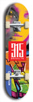 North American maple skateboard deck designed by underground artist BellyRash -- available in widths between 7.5 to 8.5 inches in both mellow concave and steep concave shapes. Artwork: street art and street artist and red 315 Brooklyn logo