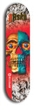 Limited edition, North American maple skateboard deck designed by underground artist BellyRash -- available in widths 7.5 to 8.5 inches in both mellow concave and steep concave shapes. Artwork: 8Rsku brand popsicle-shaped skateboard deck.